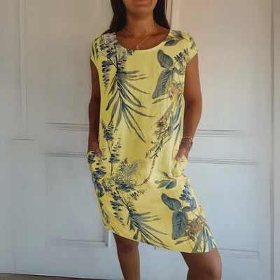Vestido Suelto De Algodón Y Lino Con Estampado Para Mujer 2025