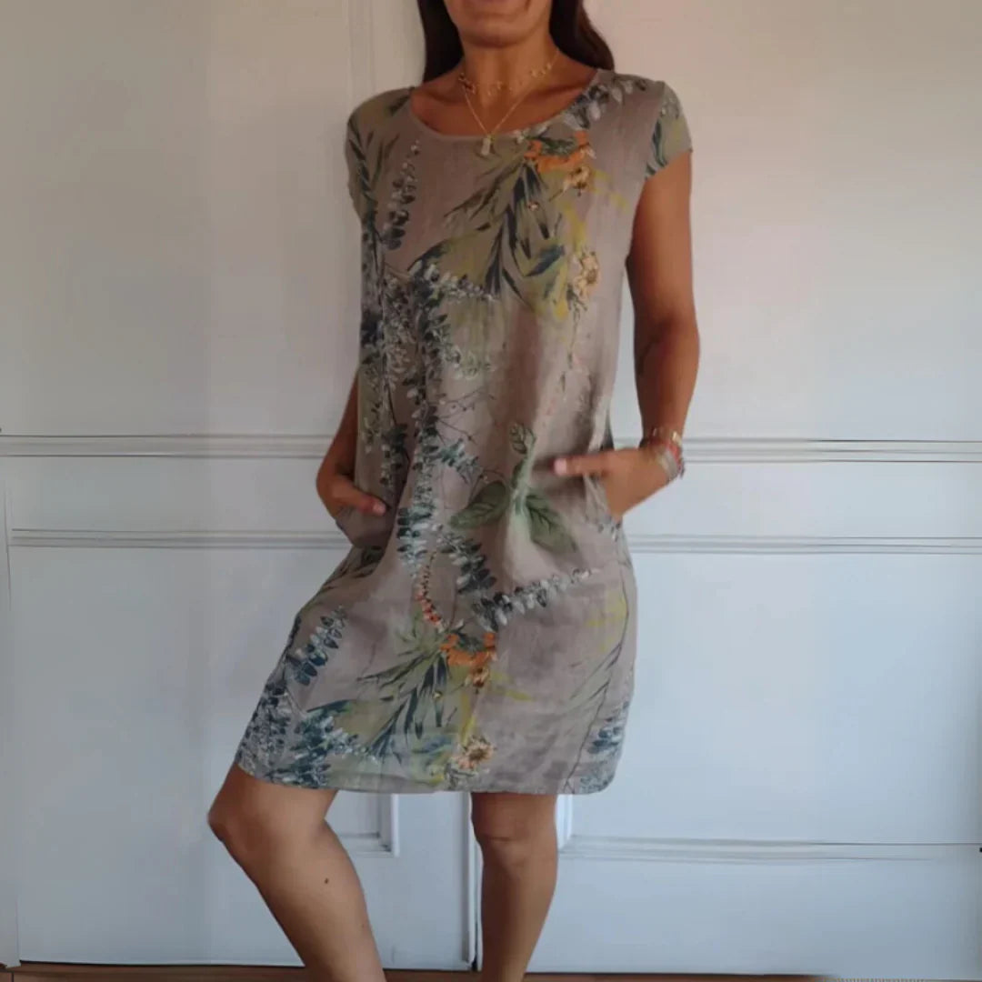 Vestido Suelto De Algodón Y Lino Con Estampado Para Mujer 2025