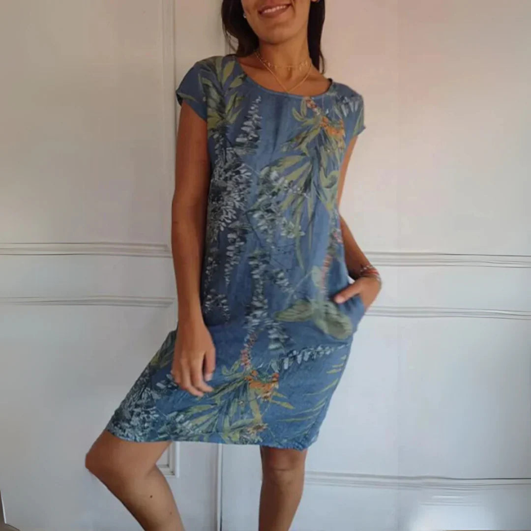 Vestido Suelto De Algodón Y Lino Con Estampado Para Mujer 2025