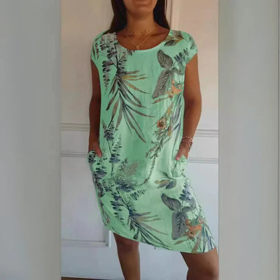 Vestido Suelto De Algodón Y Lino Con Estampado Para Mujer 2025